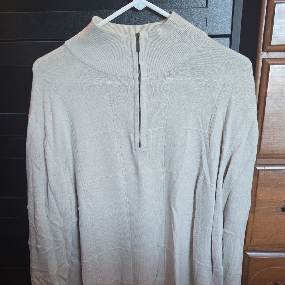 Van Heusen Men's Zip Up Sweater - Cream